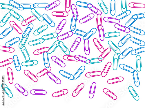 Stationary paperclips isolated on white background