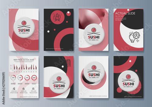 Set of brochures Sushi for marketing the promotion goods and services on market