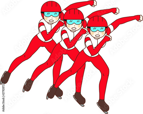 チームパシュート（スピードスケート）選手のイラスト