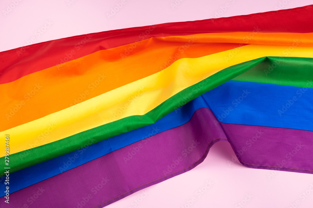 Fabric texture of gay rainbow flag close up Fabric texture of gay rainbow flag close up