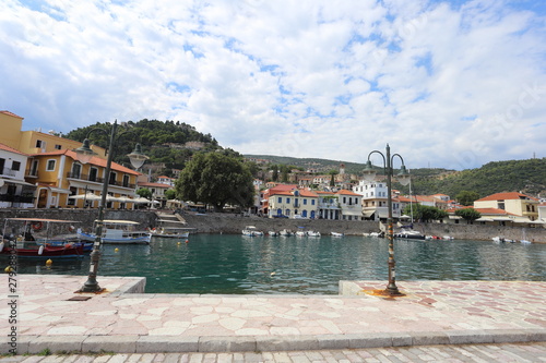 Lepanto  Greece - 18 July 2019  panorama of the village seen from the beach