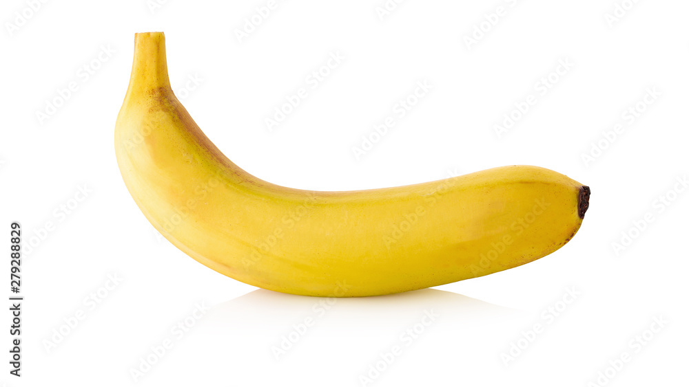 Fresh yellow bright banana isolated over a white background.