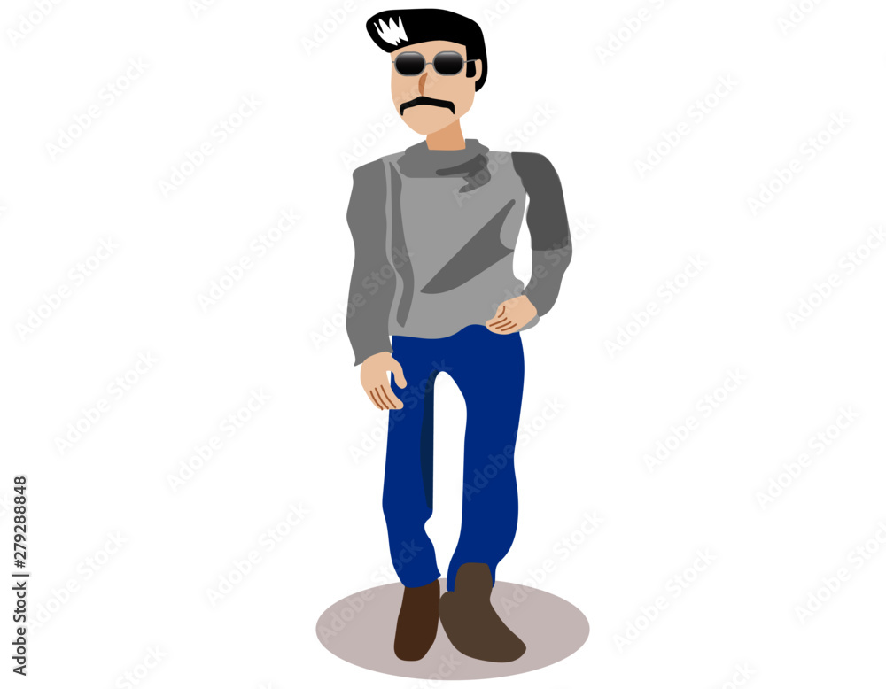 police officer in casual suit dress, cartoon character man