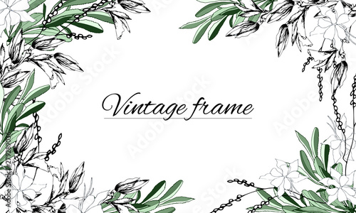 Fototapeta Naklejka Na Ścianę i Meble -  Floral frame of bright spring flowers. Greeting card for congratulations and invitations with flowers. Vector illustration.