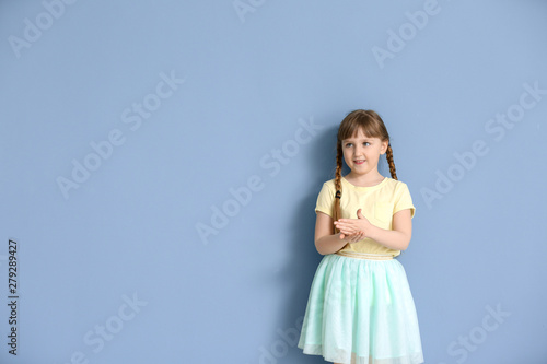Cute deaf mute girl using s...