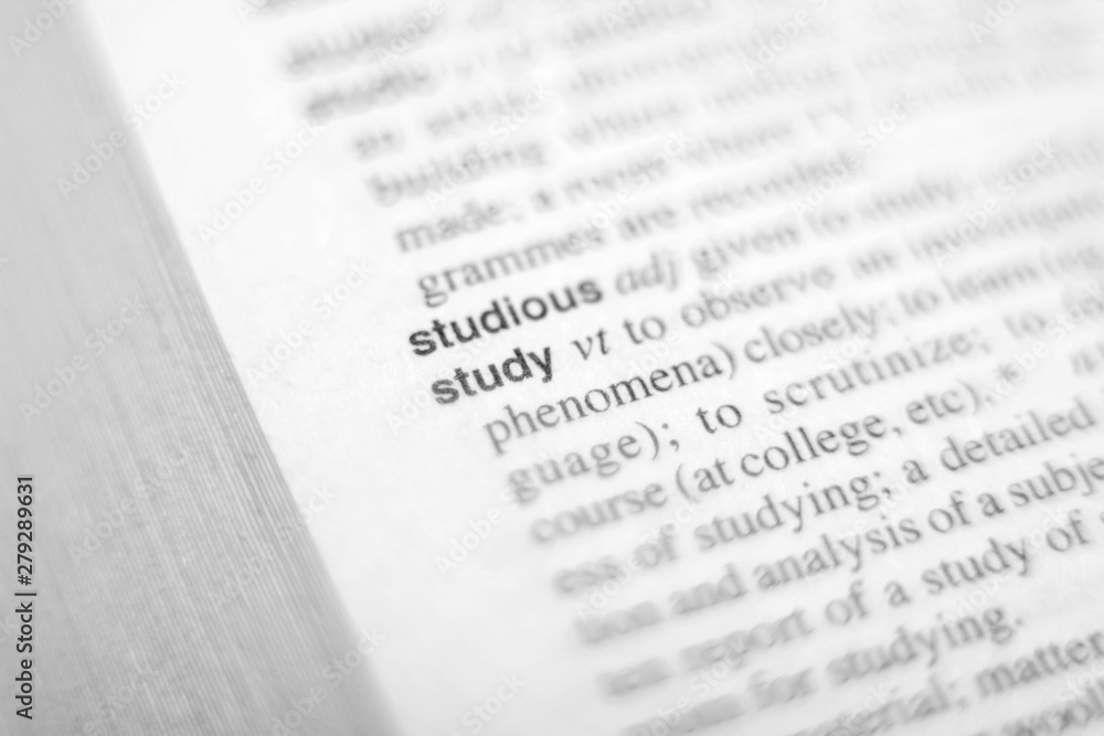 The definition of the word study in a dictionary The definition of the word study in a dictionary