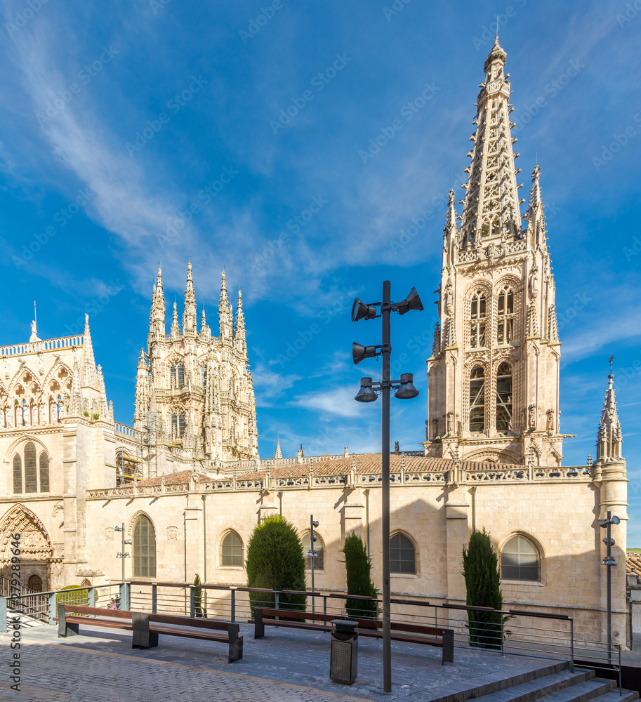 View at the Towers of Cathedral of Saint Mary in Burgos - Spain