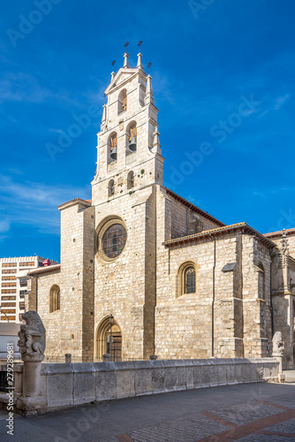 View at the Sant Lesmes Church in the streets of Burgos in Spain