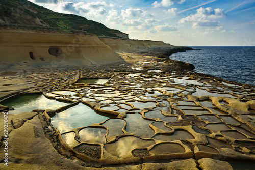 Salt evaporation pans on Gozo, Malta photo
