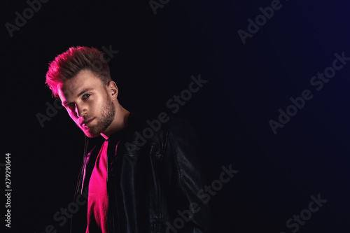 Stylish young man in leathe...