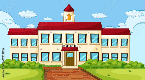 large school building scene