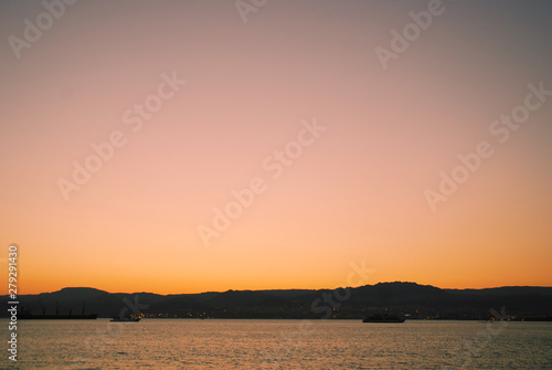 Sunset over the Gulf of Aqaba in Jordan