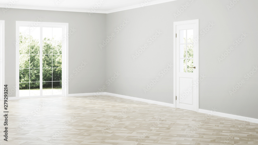 Modern house interior. Empty room. 3D rendering. Modern house interior. Empty room. 3D rendering.