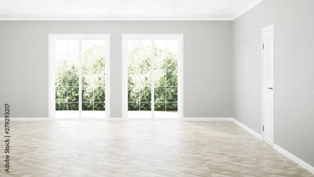 Modern house interior. Empty room. 3D rendering. Modern house interior. Empty room. 3D rendering.