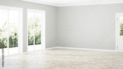 Modern house interior. Empty room. 3D rendering.