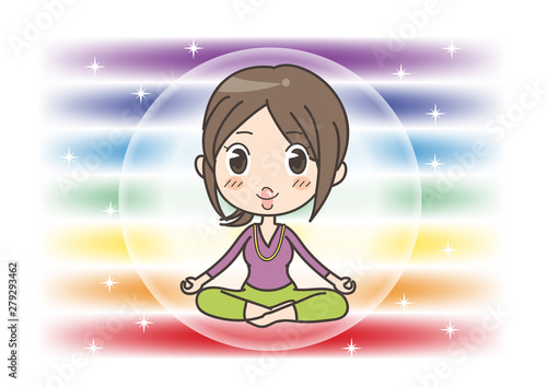 瞑想と7つのチャクラ - 目を開けた - 女性のポーズ