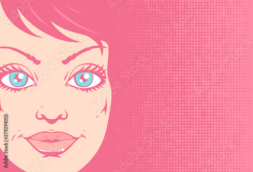 Retro illustration of a girl portrait