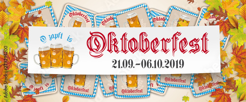Bierdeckel Oktoberfest 2019 21 September bis 06 Oktober