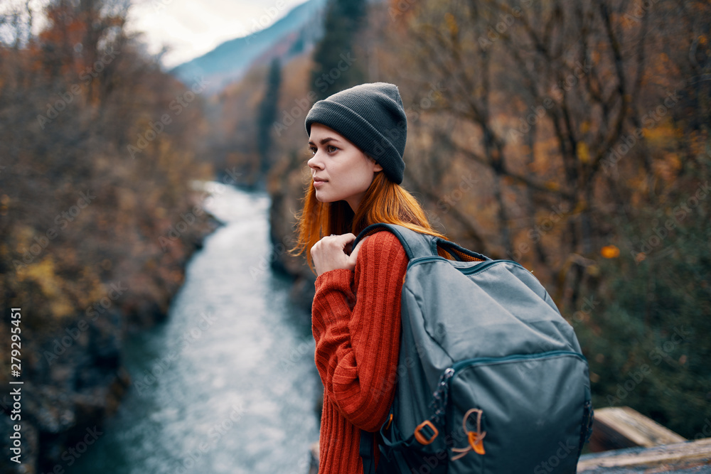 portrait of young woman in autumn park