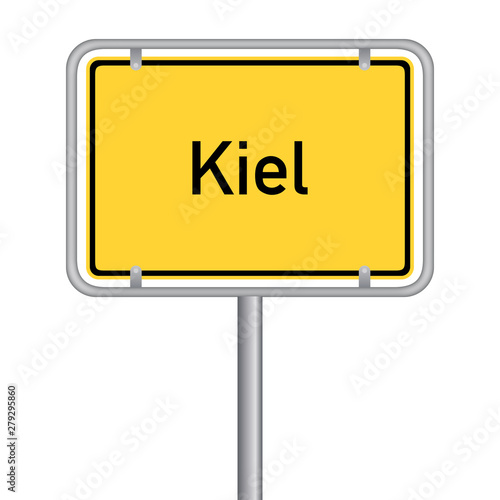 Ortsschild - Landeshauptstadt Kiel Ortseingangsschild. Vektor Eps10. © PicItUp