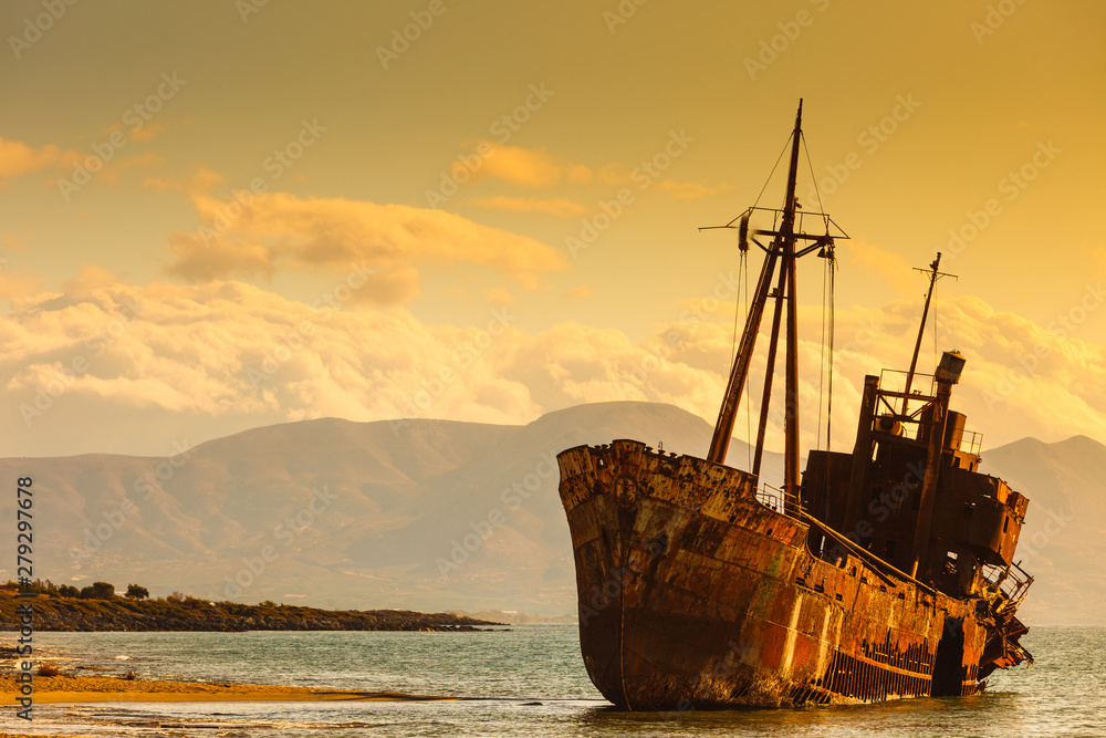 The famous shipwreck near Gythio Greece