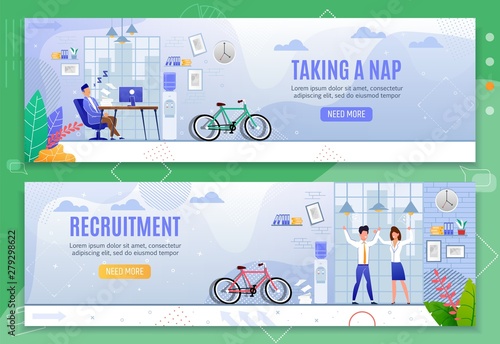 Taking Nap and Recruitment Header Banners Set