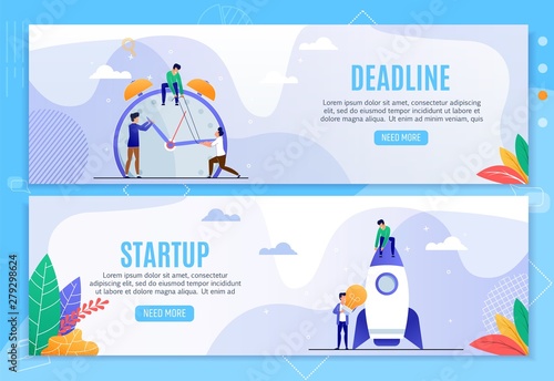 Deadline and Startup Business Header Banners Set