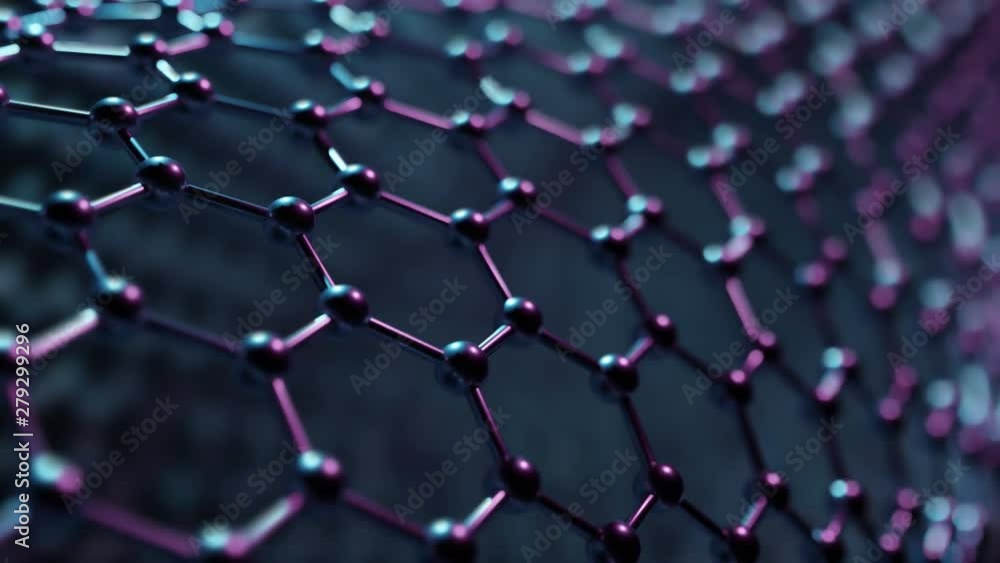Structure of artificial hexagonal nano material. Nanotechnology concept. Looping animation.