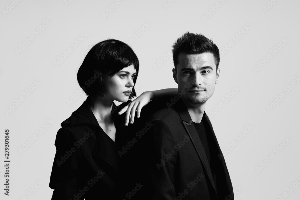 portrait of man and woman on white background portrait of man and woman on white background