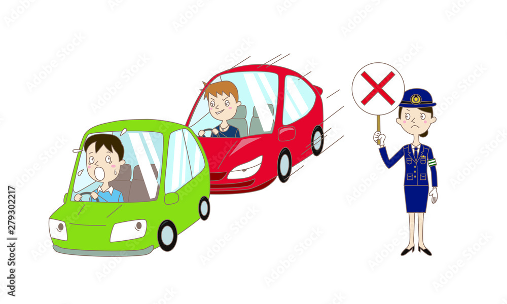 イラスト:煽り運転 イラスト:煽り運転