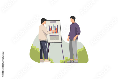 Two man with presentation chart