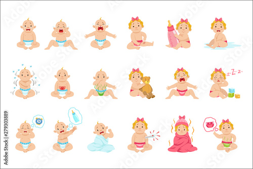 Reasons Baby Boy and Girl Is Crying Infographic Poster