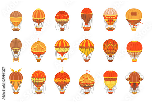 Vintage Hot Air Balloons Set