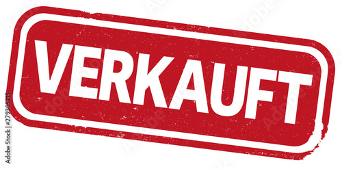 red rubber stamp print with word VERKAUFT, German for SOLD, vector illustration