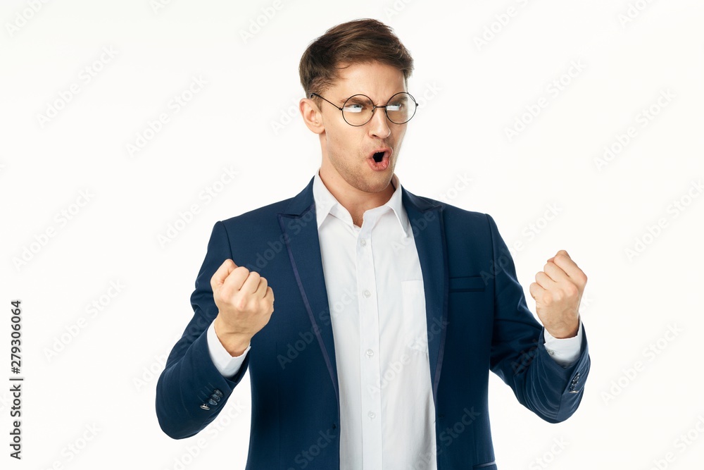 businessman with thumbs up isolated on white background