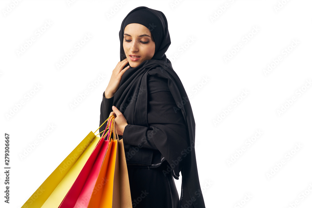 young woman with shopping bags young woman with shopping bags
