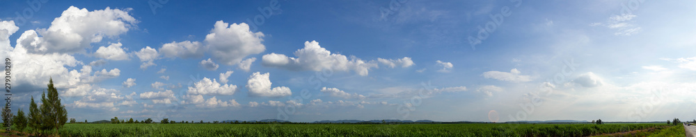 landscape panorama with lake and clouds