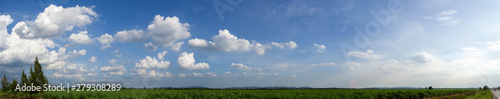 landscape panorama with lake and clouds