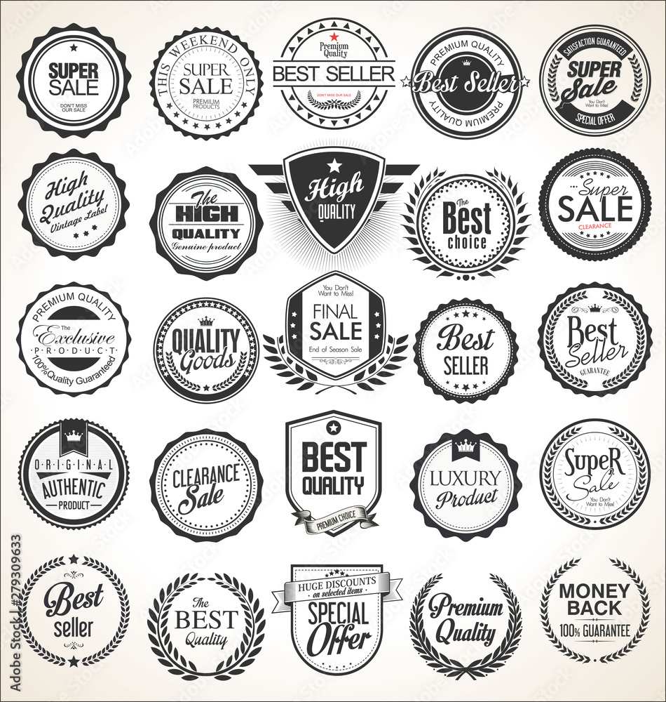 © totallyout - Collection of retro vintage badges and labels © totallyout - Collection of retro vintage badges and labels
