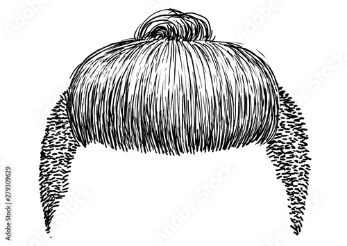 Trendy hairstyle illustration, drawing, engraving, ink, line art, vector