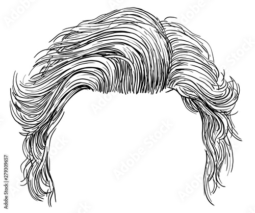 Trendy hairstyle illustration, drawing, engraving, ink, line art, vector