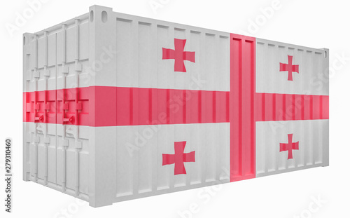 3D Illustration of Cargo Container with Georgia Flag