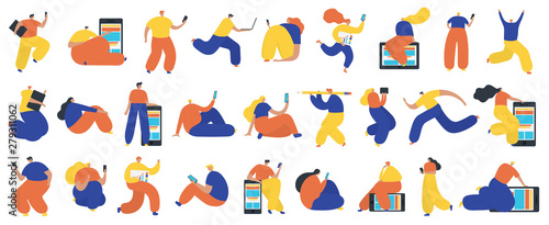 Set of business people flat icons. Flat style modern