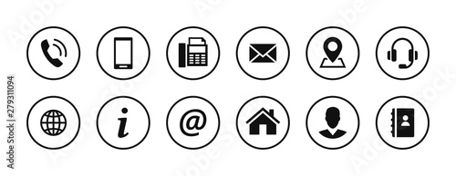 Set of contact icons in circles