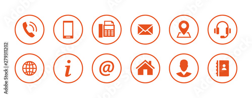 Set of contact icons in circles