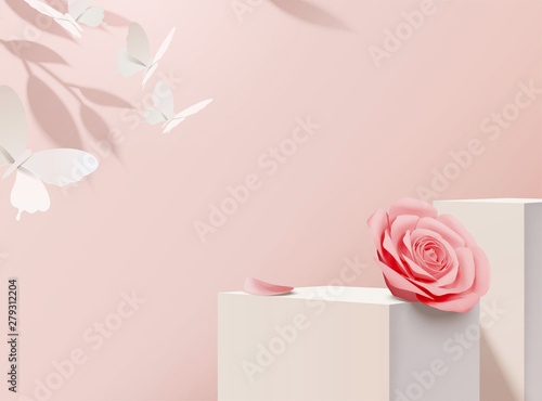 Paper rose decorative background