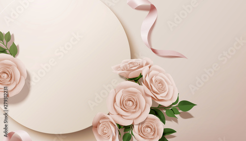Paper rose with round background
