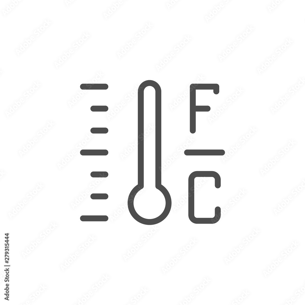 Celsius, Fahrenheit temperature line outline icon Celsius, Fahrenheit temperature line outline icon