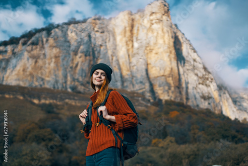 female hiker in the mountains