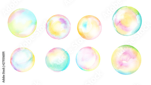 シャボン玉の水彩イラスト（ベクター）